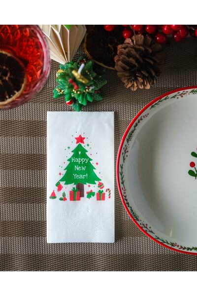 SimeStore Konuşan Peçete (yılbaşı- Happy New Year - Çam Ağacı)