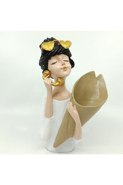 By Ari Ev Dekorasyon Telefonlu Buketli Kız - Bb322-3