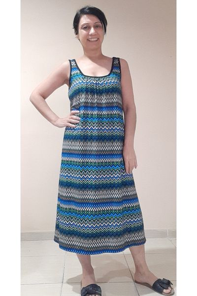 Mertcan Butik Φόρεμα με μοτίβο από χτενισμένο βαμβακερό βισκόζη με συσπειρωμένο μπροστινό και πίσω μέρος