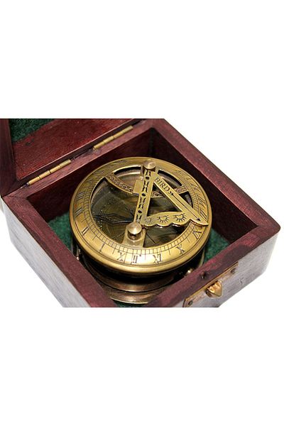 keyfimshop Brass Sunglass Magnifying Compass Set with Wooden Box