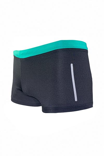 Fs Boy's Black Green Gray Printed Boxer Swimmer Sea Pool Beach Swimsuit