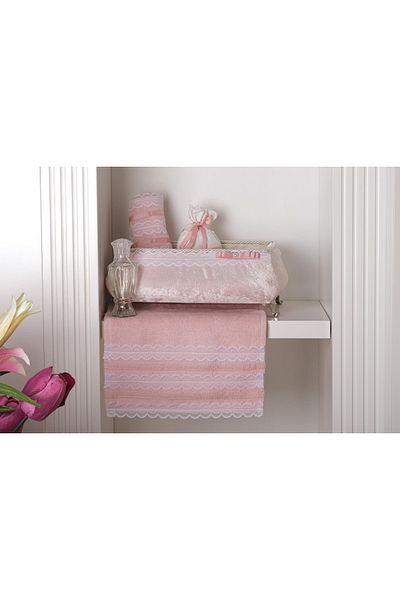 Finezza Marine Velvet Luxury Towel Pouch Essence Storage Set 5pcs. Cream Powder - 763