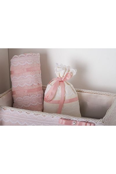 Finezza Marine Velvet Luxury Towel Pouch Essence Storage Set 5pcs. Cream Powder - 763