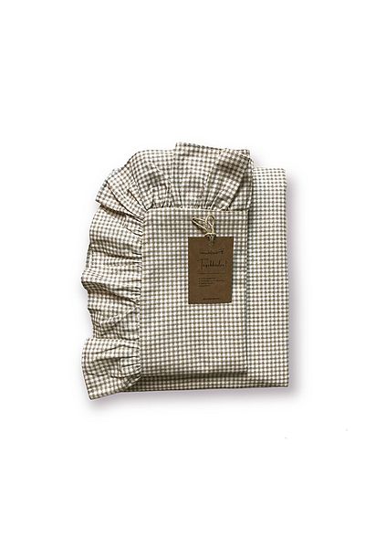 MundoLindo Country Ruffled Single Sheet Set (Milk Coffee Gingham)
