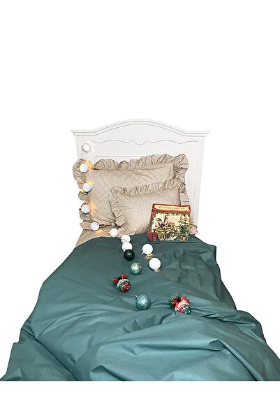 MundoLindo Country Ruffled Single Sheet Set (Milk Coffee Gingham)