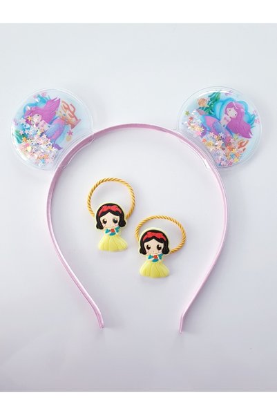 MAGRİB Princess Mermaid Sparkling Starry Sequin Crown and Fairy Tale Princesses Themed Double Rubber Buckle