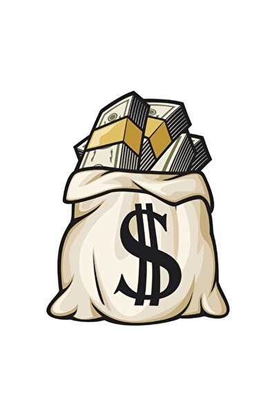 MegaSticker Dolar Çantası Araba, Motorsiklet, Kask, Laptop Sticker 13x10 Cm