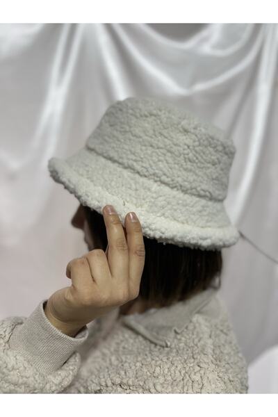 Tuğba Women's Bucket White Plush Hat