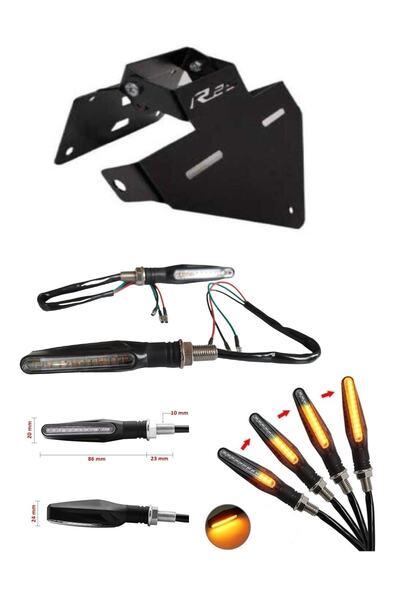 MOTOSVN R25 Plakalık Katlanır Ve Sinyal Çubuk Kayar Ledli Takım