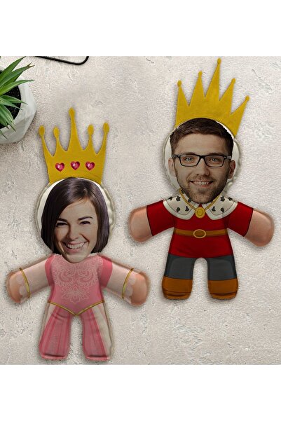 Bk Gift Gift Kişiye Özel Fotoğraflı Kral Ve Kraliçe 2’li Bebek Yastık
