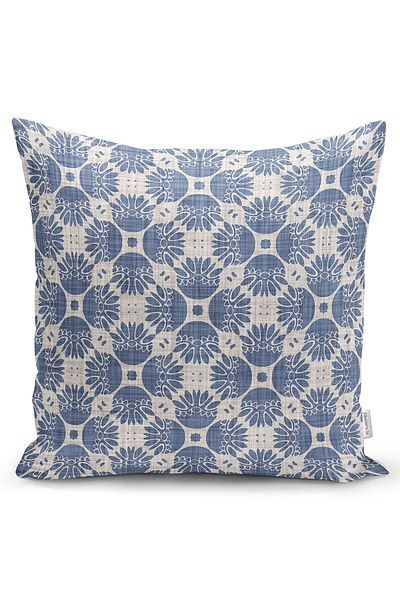 Realhomes Navy Blue Abstract Ψηφιακή τυπωμένη διακοσμητική πλεκτή μαξιλαροθήκη Raschel σε γκρι φόντο διπλής όψης