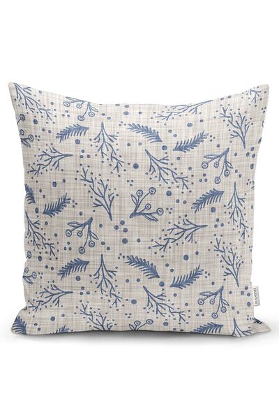 Realhomes Double Sided Gray Denim Special Design Raschel Knitted Throw Pillow Cover with Dried Branch Pattern on the Floor