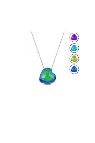 NATURALİM His Taşı Kalp Kolye Ve Zincir Renk Degıstıren Kolye
