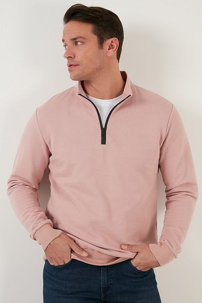 Buratti Βαμβακερό Slim Fit Ανδρικό φούτερ με μισό φερμουάρ 5905400