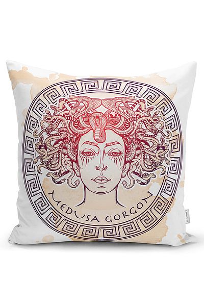 Realhomes Πλεκτή μαξιλαροθήκη Medusa Gorgon διπλής όψης με ψηφιακή εκτύπωση