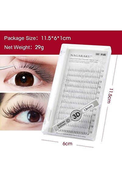 NAGARAKU 3 D Volme Ipek Kirpik 0.07 D Kıvrım 13 Mm