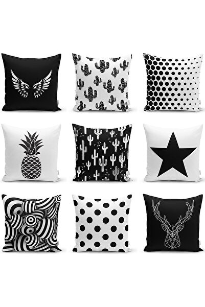 Realhomes Husă de pernă cu două fețe, negru, cu buline, imprimat digital, mod...