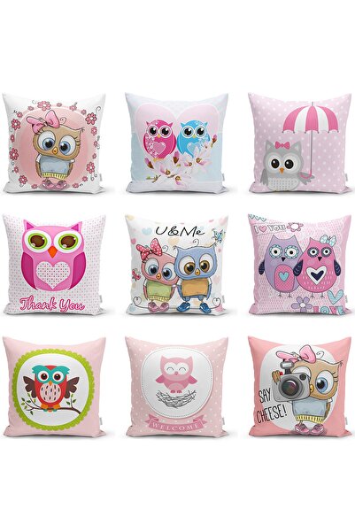 Realhomes Çift Taraflı Modern Baykuş Resimli Dijital Baskılı Modern Raşel Örm...