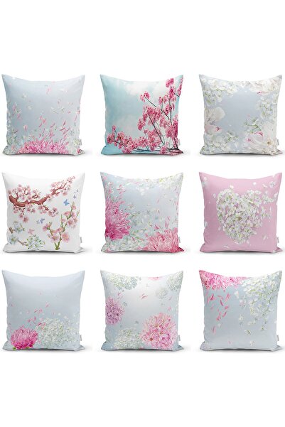 Realhomes Çift Taraflı Renkli Zeminli Kalp Desenli Ortanca Çiçek Modern Raşel...