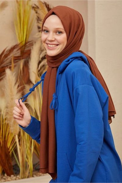 Mides scarf Μοντέλο Hijab Cotton Kraş Cazz Shawl-ζεστή σοκολάτα