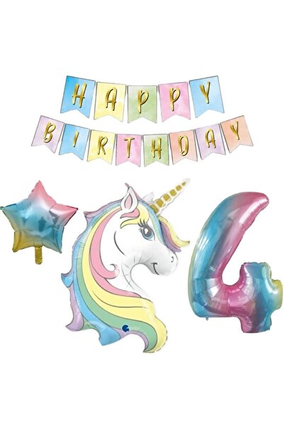 BEST PARTİ DOĞUM GÜNÜ PARTİ SÜSLERİ مجموعة بالونات فويل يونيكورن عمرها 4 سنوات