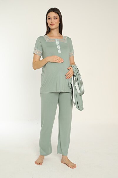 Miss Dünya Lissa Set de pijamale pentru maternitate și gravide cu detaliu din...