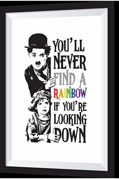 Hayat Poster Charlie Chaplin The Kids Artistic Frame Ξύλινη επιτραπέζια θέα