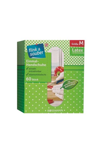 Flink Sauber قفازات فلينك آند ساوبر للاستعمال مرة واحدة مقاس M 60 قطعة