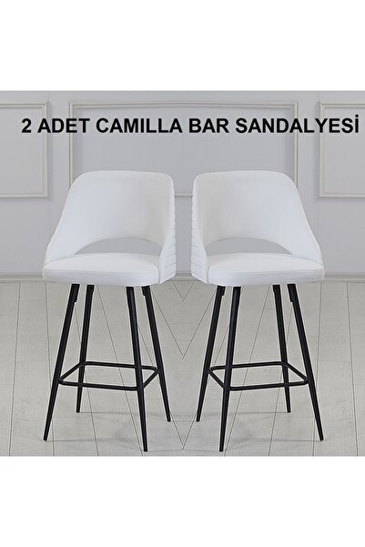 Pİ MOBİLYA 2 Adet Camilla Ada Mutfak Ve Bar Sandalyesi - Bar Taburesi - Suni ...