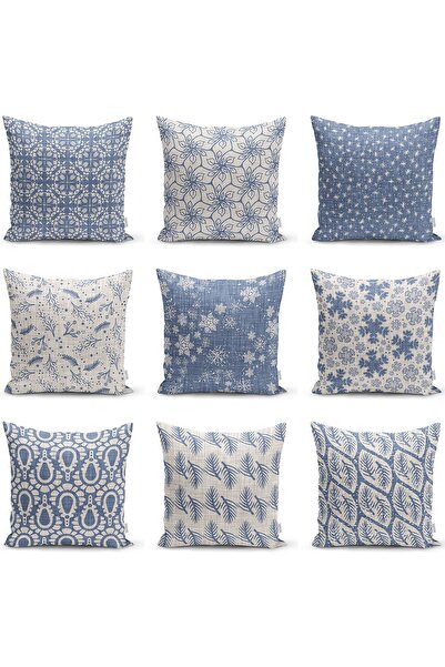 Realhomes Çift Taraflı Lacivert Kot Zemin Üzerinde Dijital Baskılı Raşel Örme...