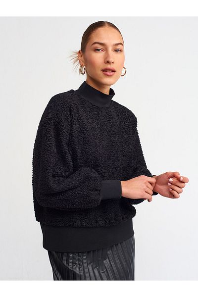 Dilvin 40113 Plush Sweatshirt-black