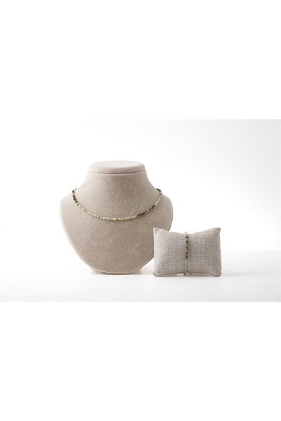 Safnaturel Chrysoprase Natural Stone Necklace and Bracelet Set 3-4 mm