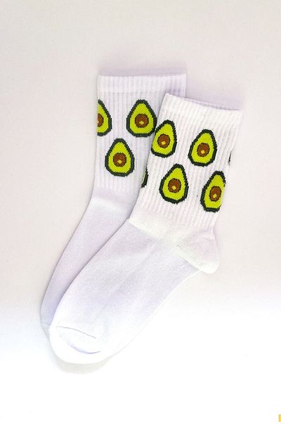 Touz Ellevana White Avocado Patterned Colorful Socks Skt-u1008-36-44