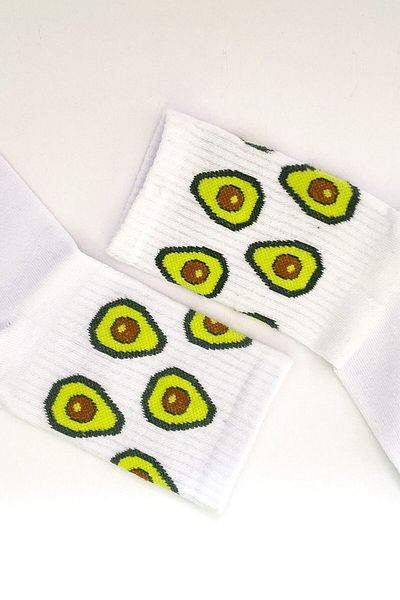 Touz Ellevana White Avocado Patterned Colorful Socks Skt-u1008-36-44