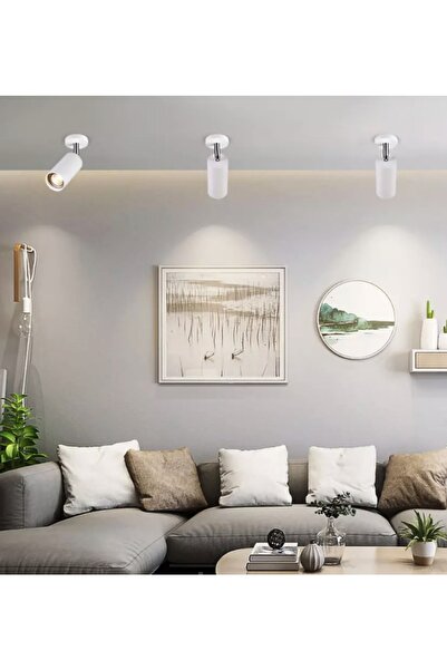 Rsylight Metal Mafsallı Beyaz Spot Armatür Beyaz Led Ampullü