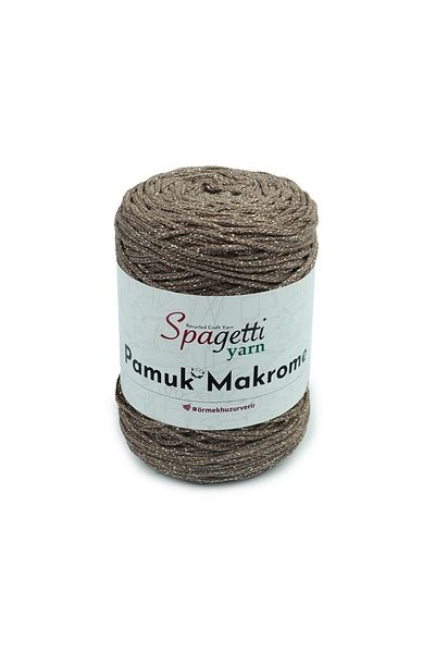 Spagettiyarn Silvery Macrame Dark Beige (χρυσό Glitter) Πλεκτό νήμα χειρός
