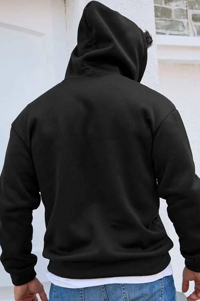 MODAGEN Ανδρική μαύρη ζωή είναι μια περιπέτεια εμπριμέ με κουκούλα oversize φούτερ με κουκούλα