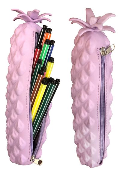 FLY COLOR Silicone Pineapple Figured Pencil Case Purple