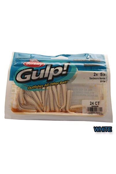 BERKLEY Gulp Alive Sandworm 5cm 2inç 24ct Silikon Yem White