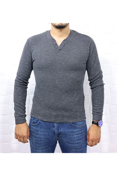FBI Men's Blue Slim Fit Basic Crew Neck Knitwear Sweater 62475