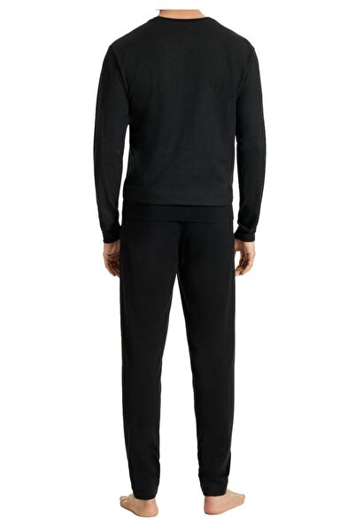 uncover by Schiesser Herren Schlafanzug 2-tlg. Set - lang, V-Ausschnitt, Baumwolle, uni/gemustert