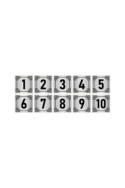 Özarslan Dizayn Metal Door Table Cabinet Number Sign 5X5Cm Silver Color 10 Pieces (1…10)