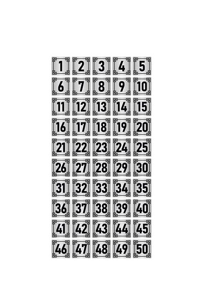 Özarslan Dizayn Metal Door Table Cabinet Number Sign 3.5X3.5Cm Silver Color 50 Pieces (1…50)