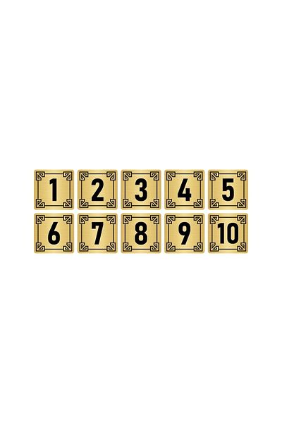Özarslan Dizayn Metal Door Table Cabinet Number Sign 3,5X3,5Cm Gold Color 10 Pieces (1…10)