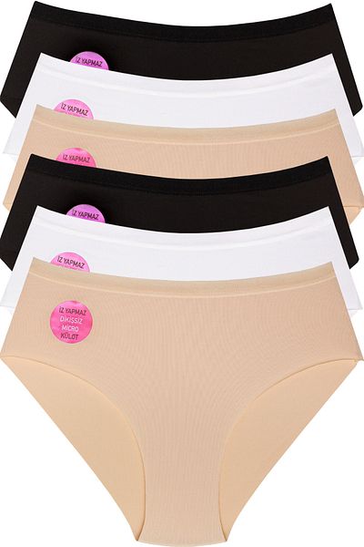 Meren Underwear 6-Piece Mixed Color Elastic Waist Seamless Micro Premium Women's Panties