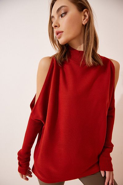 Happiness İstanbul Women's Tile Cut Out Detailed Oversize Knitwear Sweater AS00015