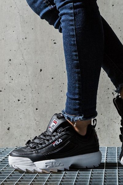 Fila Disruptor Low Unisex Sneaker Black High Sole Casual Sports Shoes