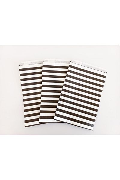 anka design Patterned Paper Bag, White-black Striped (18x30 - 10 Pieces)
