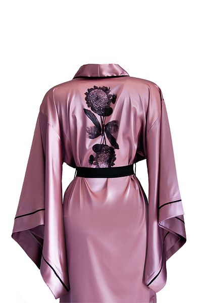 Mita Concept Σατέν κιμονό με μανίκια Dusty Rose