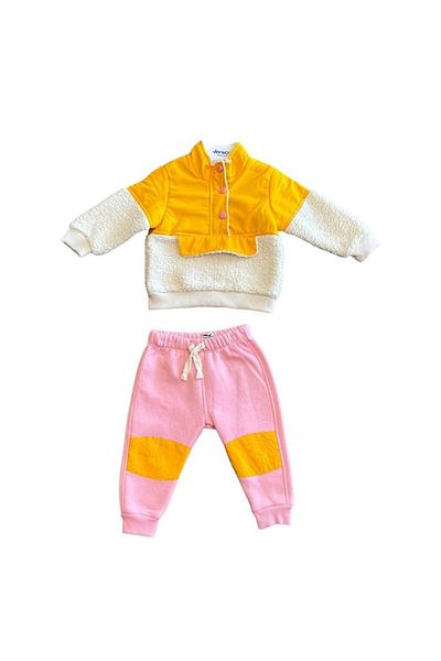 Verscon Girl's Winter Three-Button Tracksuit Set with Ribbon Inside